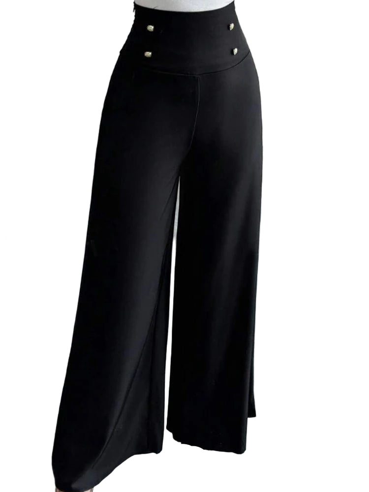 Pantalones femeninos de cintura alta, lisos